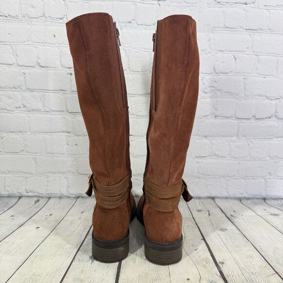 Claks Collection Riding Boots Women Size 6 Brown Suede Leather Buckle Campus - Picture 4 of 16